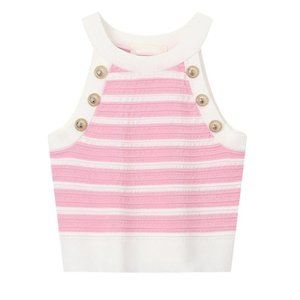 DAIMARAN Ghana Women's Tank Top Blouse Halter Slim Striped Sleeveless Pink S